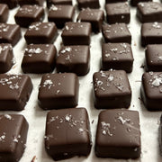 A Tray of Dark Chocolate Sea Salt Caramels