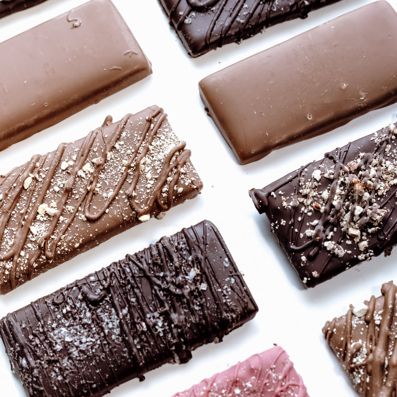 Chocolate Covered Toffee. Dark Chocolate, Milk Chocolate and Ruby Chocolate