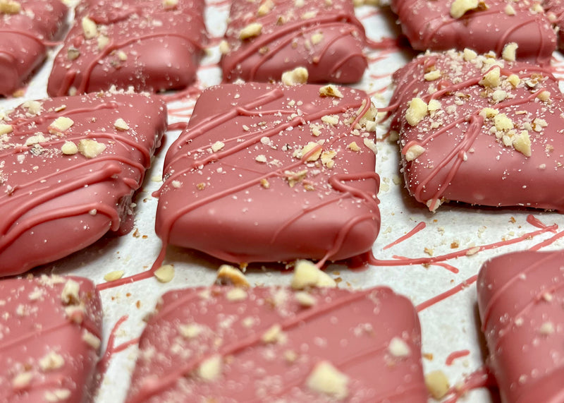 A tray of Ruby Cherry Almond Bites.