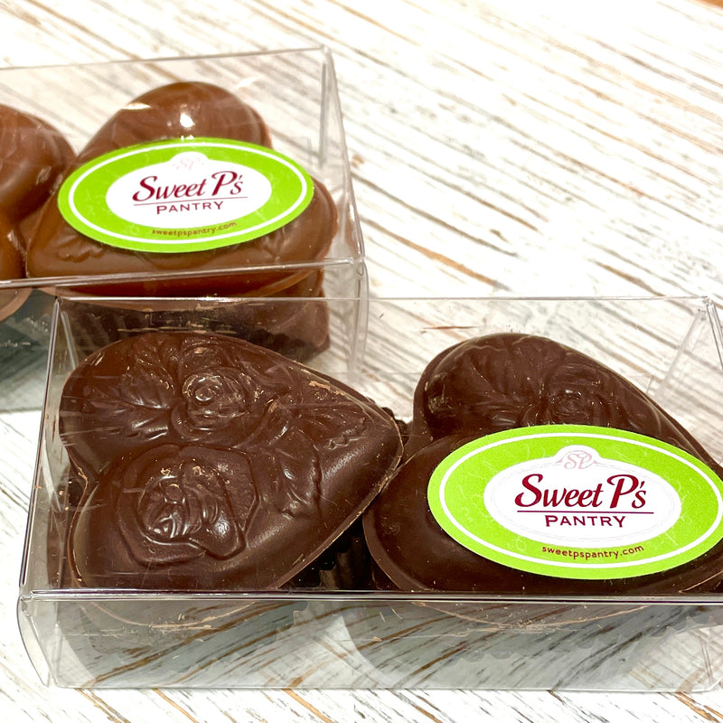 Milk or Dark Chocolate Heart in a clear box