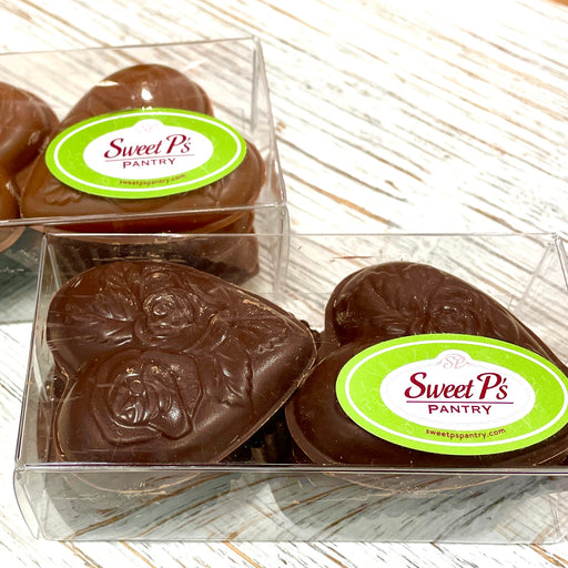 Milk or Dark Chocolate Heart in a clear box