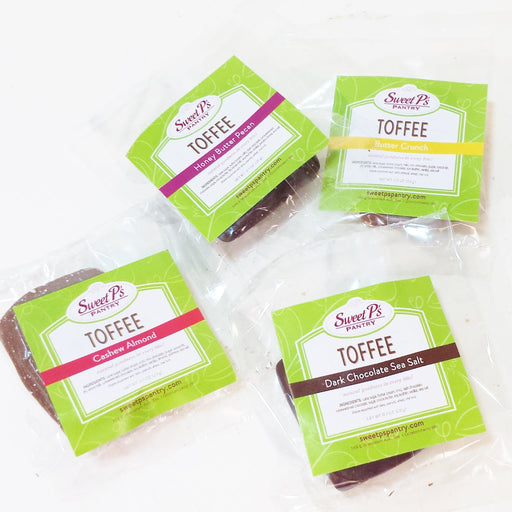 An assortment of toffee bites in milk and dark chocolate