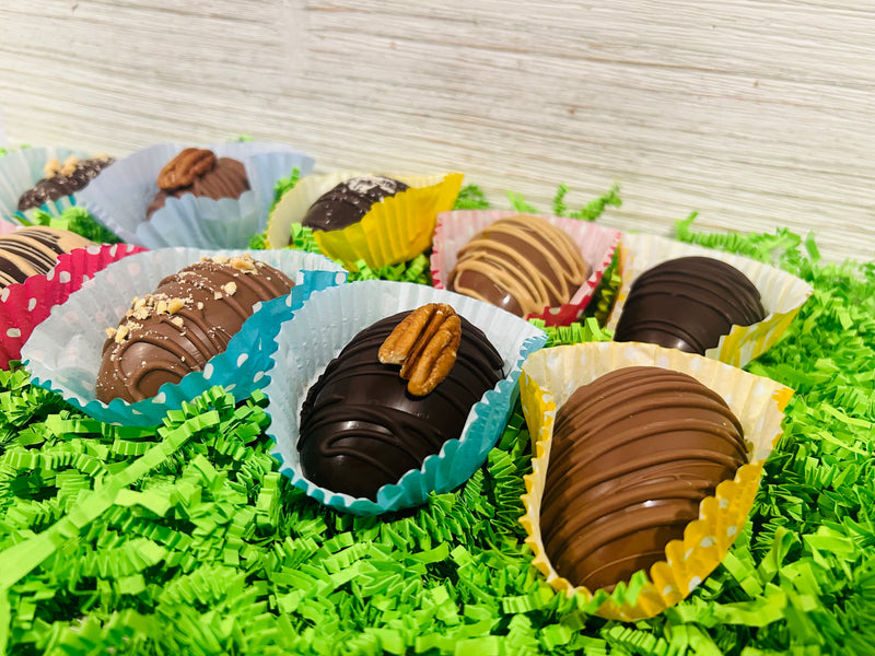 Assortment of chocolate Easter Eggs. 