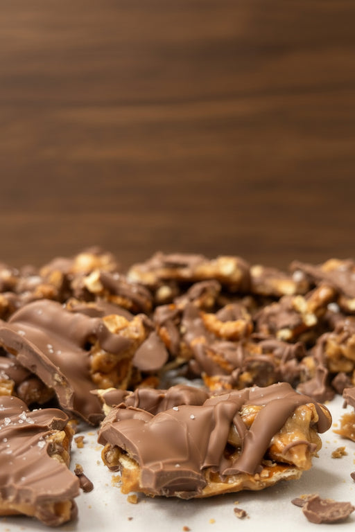 Pieces of Milk Chocolate Toffee Pretzel Bark