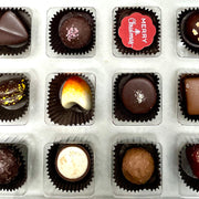 12 truffles in a Christmas Gift box. 